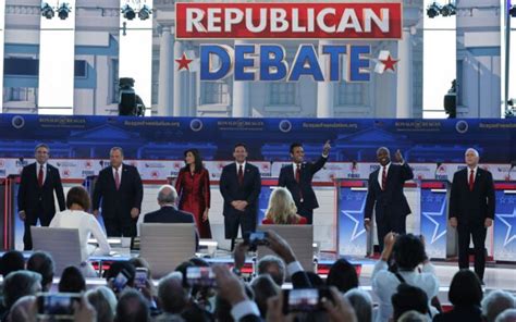 Seven Republican candidates battled it out at the party's second presidential debate in California but Donald Trump chose not to attend. Ron DeSantis, Vivek Ramaswamy, Nikki Haley, Mike Pence, Tim ...